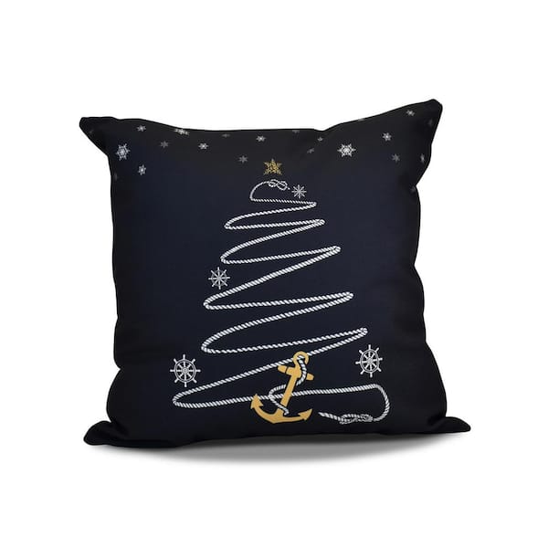 Unbranded Holiday Anchor Holiday Throw Pillow in Navy Blue