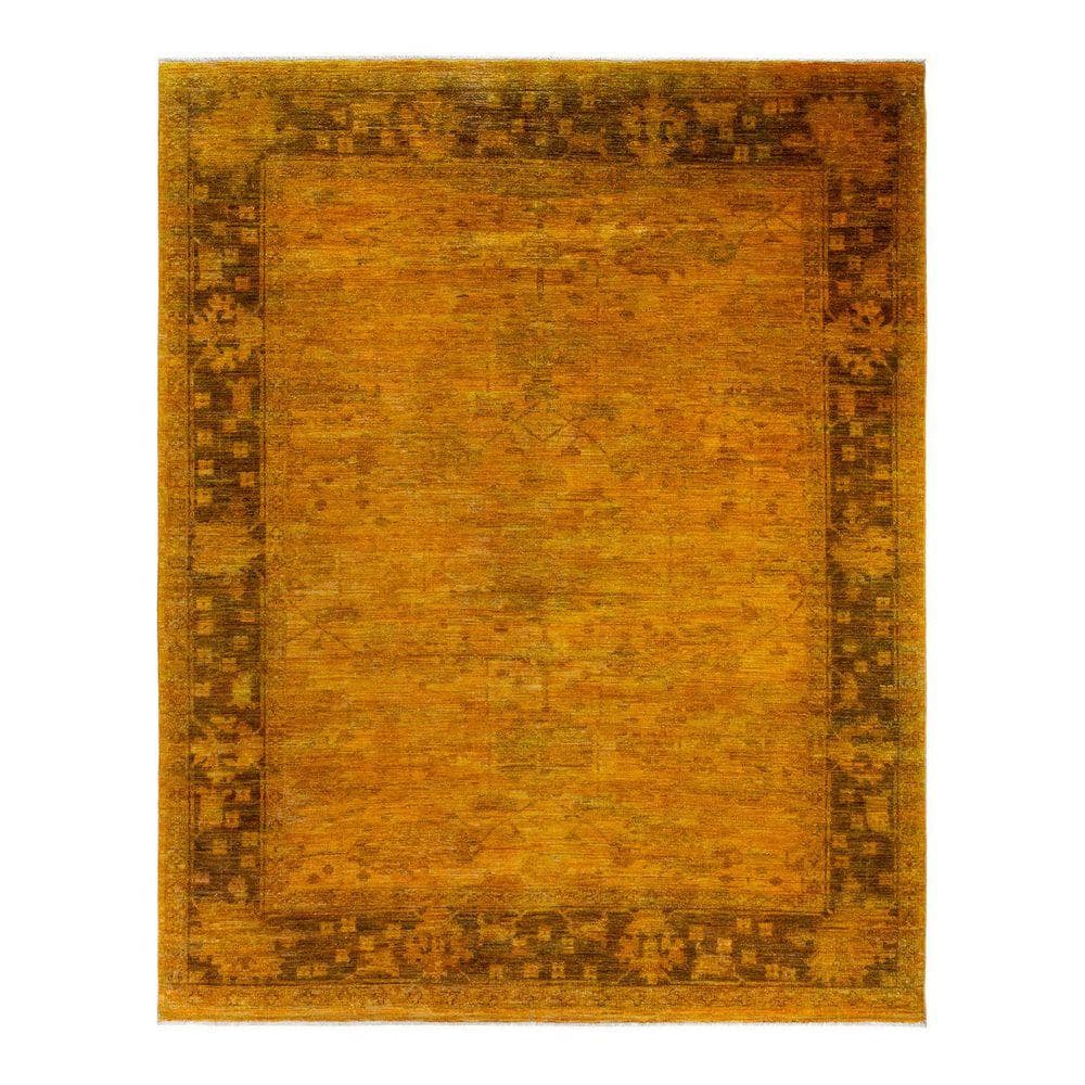 Home Rug Gold Chloe & Olivia Home Overdyed Gold 8 ft. x 10 ft. Solid Wool Indoor Area ...