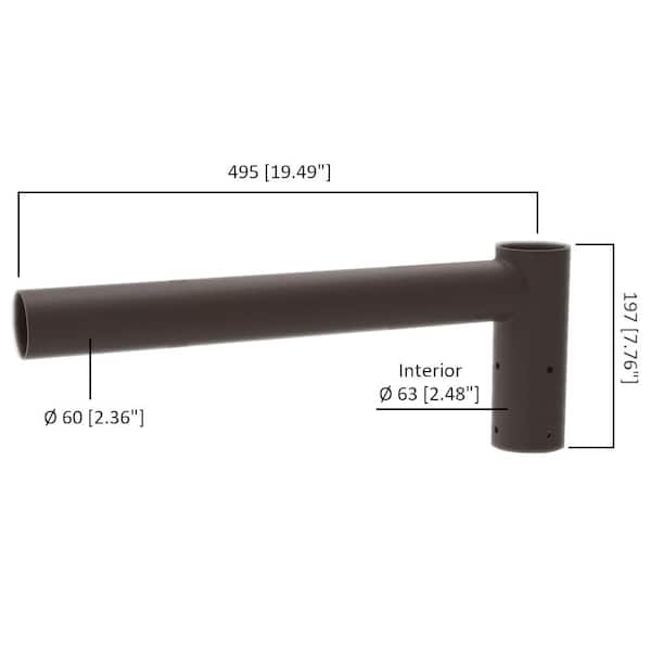 12 in. 180-Degree Single Spoke Mounting Bracket Tenon Adapter for LED Outdoor Pole Lights