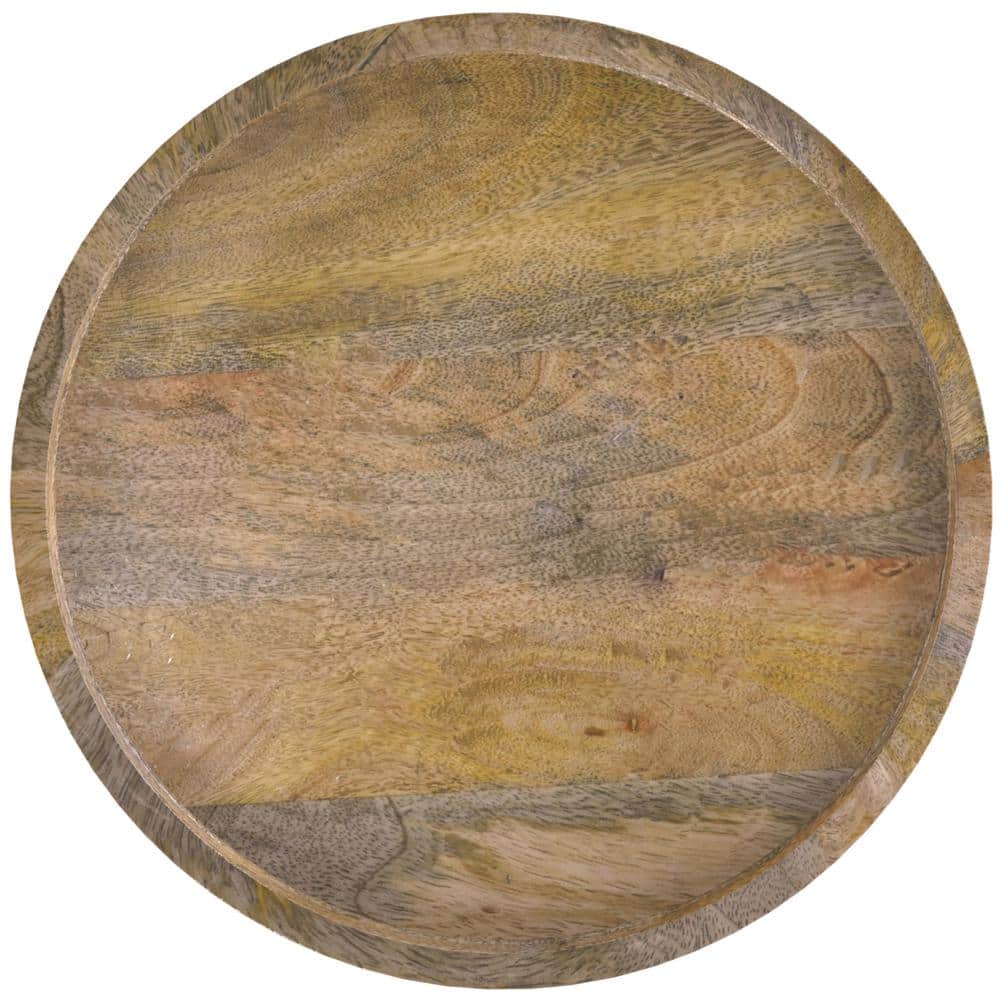 Natural Mango Wood 13-Inch Round Contemporary Accent Table