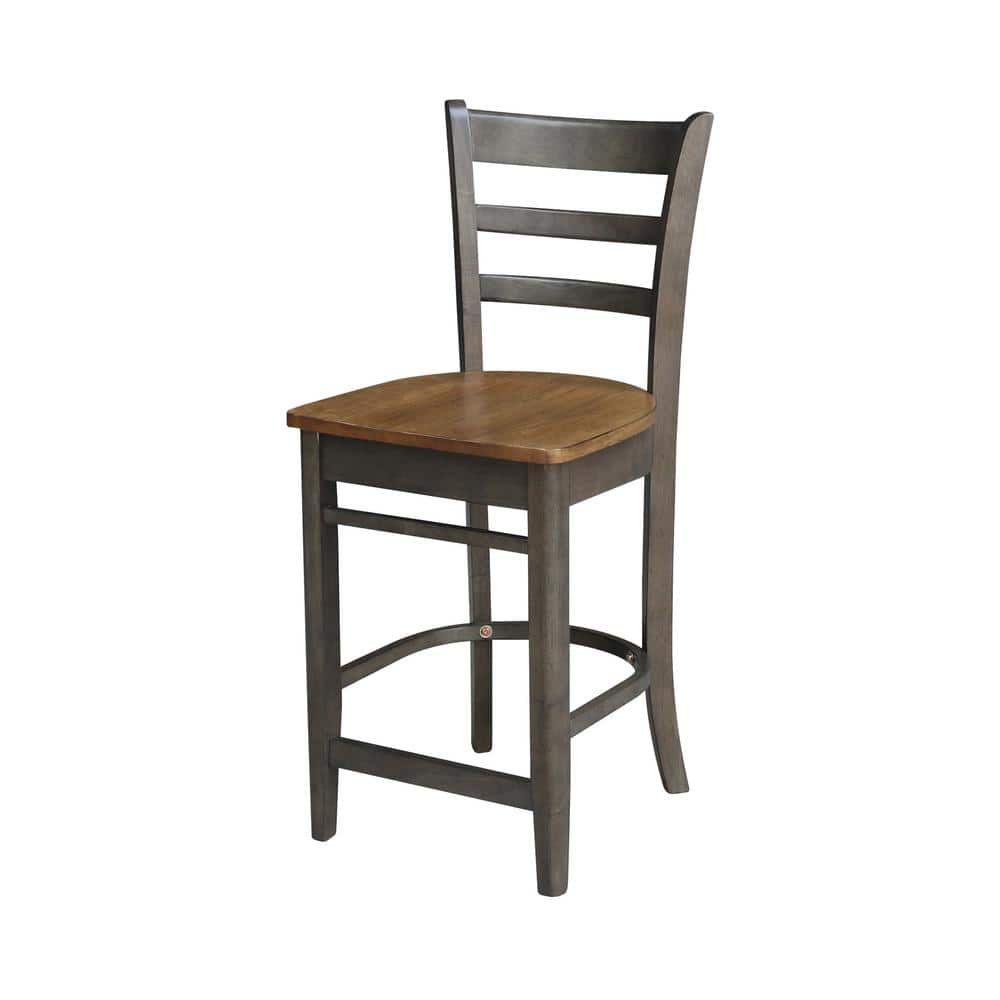 Elegant Emily Black Solid Wood Counter-Height Stool - 24" Seat