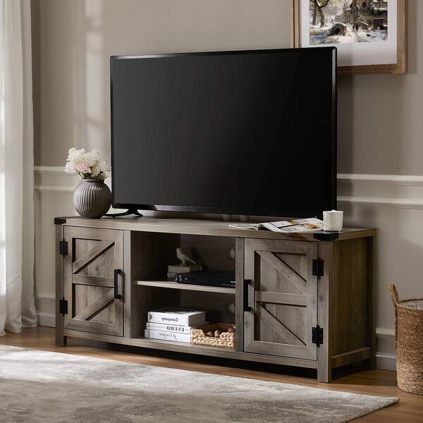 59 in. Gray TV Stand with 2-Drawers Fits TV's up to 65 in. with Cable  Management SNBSMGY - The Home Depot