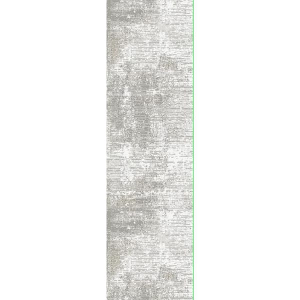 Dekor Grey 2 ft. x 6 ft. Abstract Contemporary Runner Area Rug