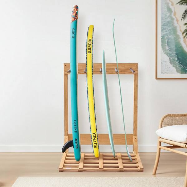 VEVOR Vertical Surfboard Stand, 4-Tiers Wooden Surfboard Rack for