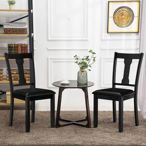 Black Dining Room Chairs Modern Wood Dining Side Chair High Back Kitchen Chairs with Rubber Wood Frame ( Set of 2)