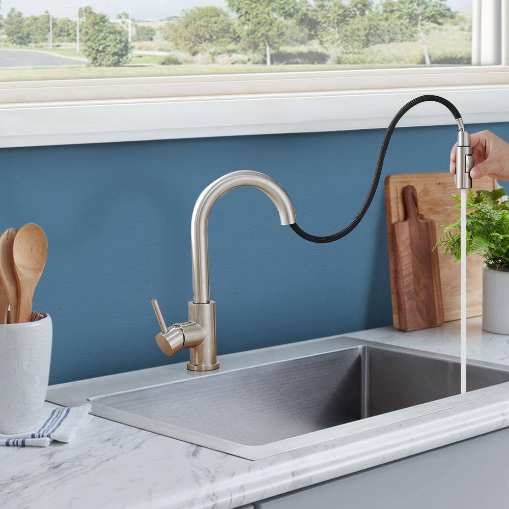 Brushed Nickel Single Handle Pull-Out Spray Kitchen Faucet