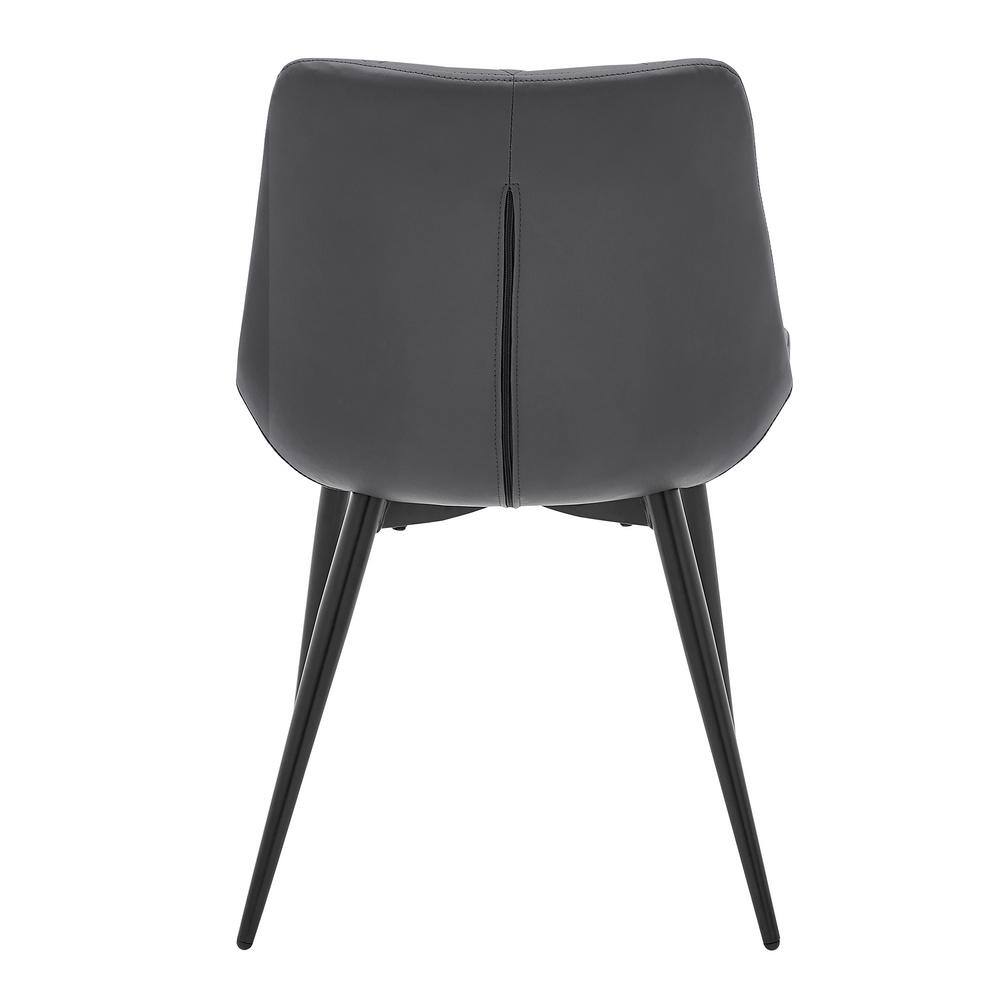 Loralie Contemporary Gray Faux Leather & Black Metal Side Chairs