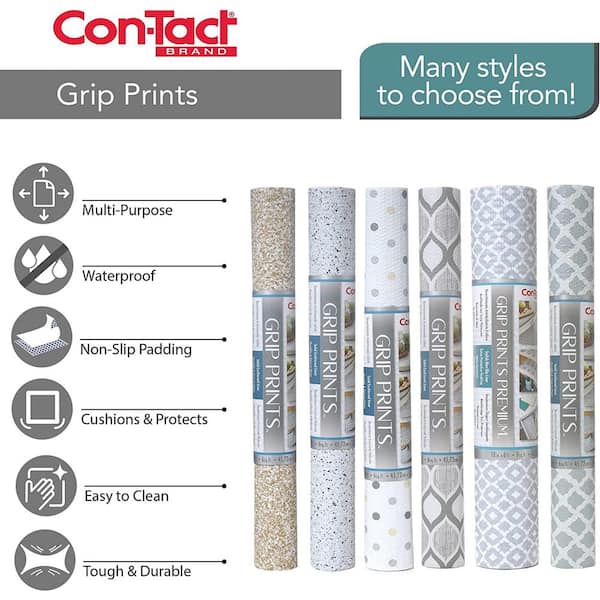 Con-Tact Brand Grip Prints Non-Adhesive Shelf Liner- White (18''x 4')