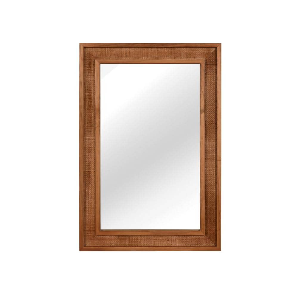 20 in. W x 30 in. H Rectangle Framed Wall Bathroom Vanity Mirror in Yellowish Brown price history on PriceWatchPro