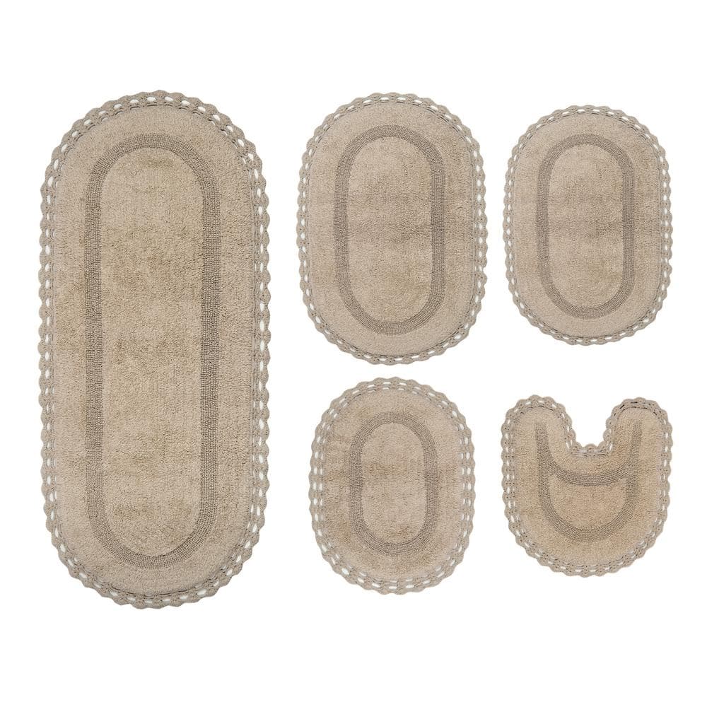 Manunclaims Bathroom Rug Oval Bath Carpet for Bathroom Non Slip Ultra Soft Absorbant Bath Mat Polyester Thick Oval Bathroom Rug, Size: 60, Beige