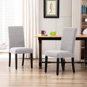 Nina Side Chair Linen Fabric Upholstered Kitchen Dining Chair, Light Gray (Set of 2)