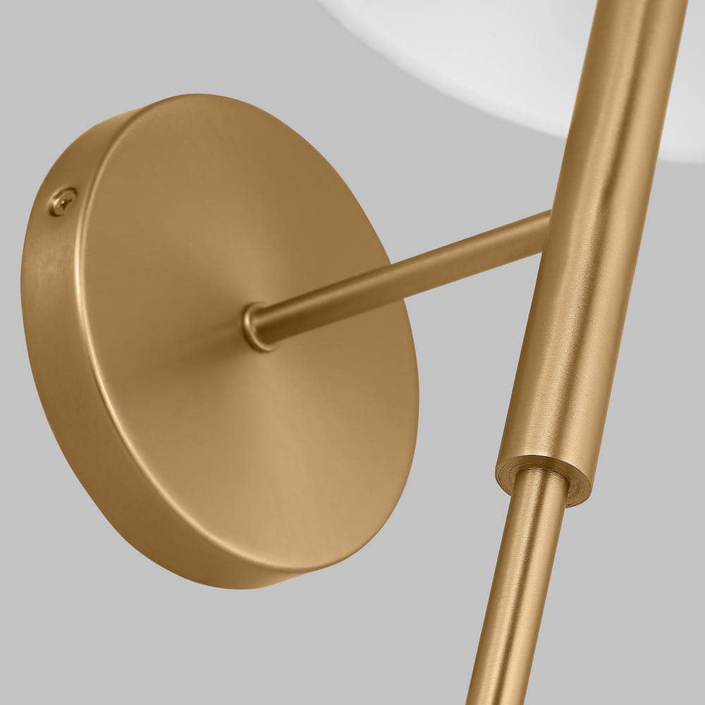 Satin Brass 1-Light Sconce with White Linen Shade