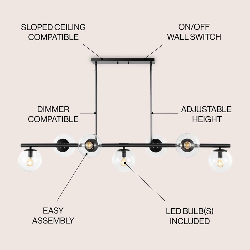 Luca Parisian Black Iron 7-Light Linear LED Pendant