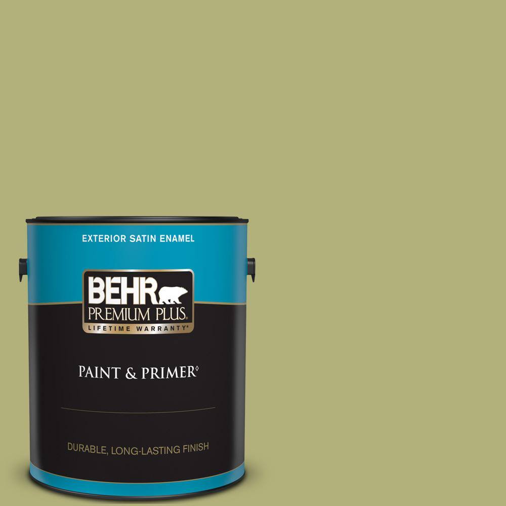 BEHR PREMIUM PLUS 1 gal. M3405 Fresh Artichoke Satin Enamel Exterior