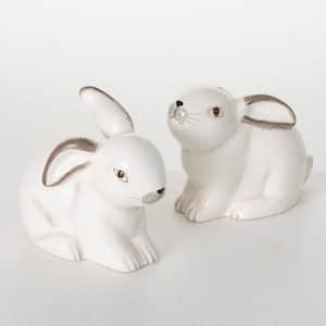 4 in. Sweet Sitting Bunny Figurines Set of 2, Ceramic