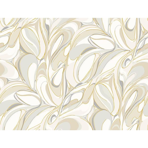 Beige Achate Beige and Grey Non-Pasted Non-Woven Metallic Wallpaper