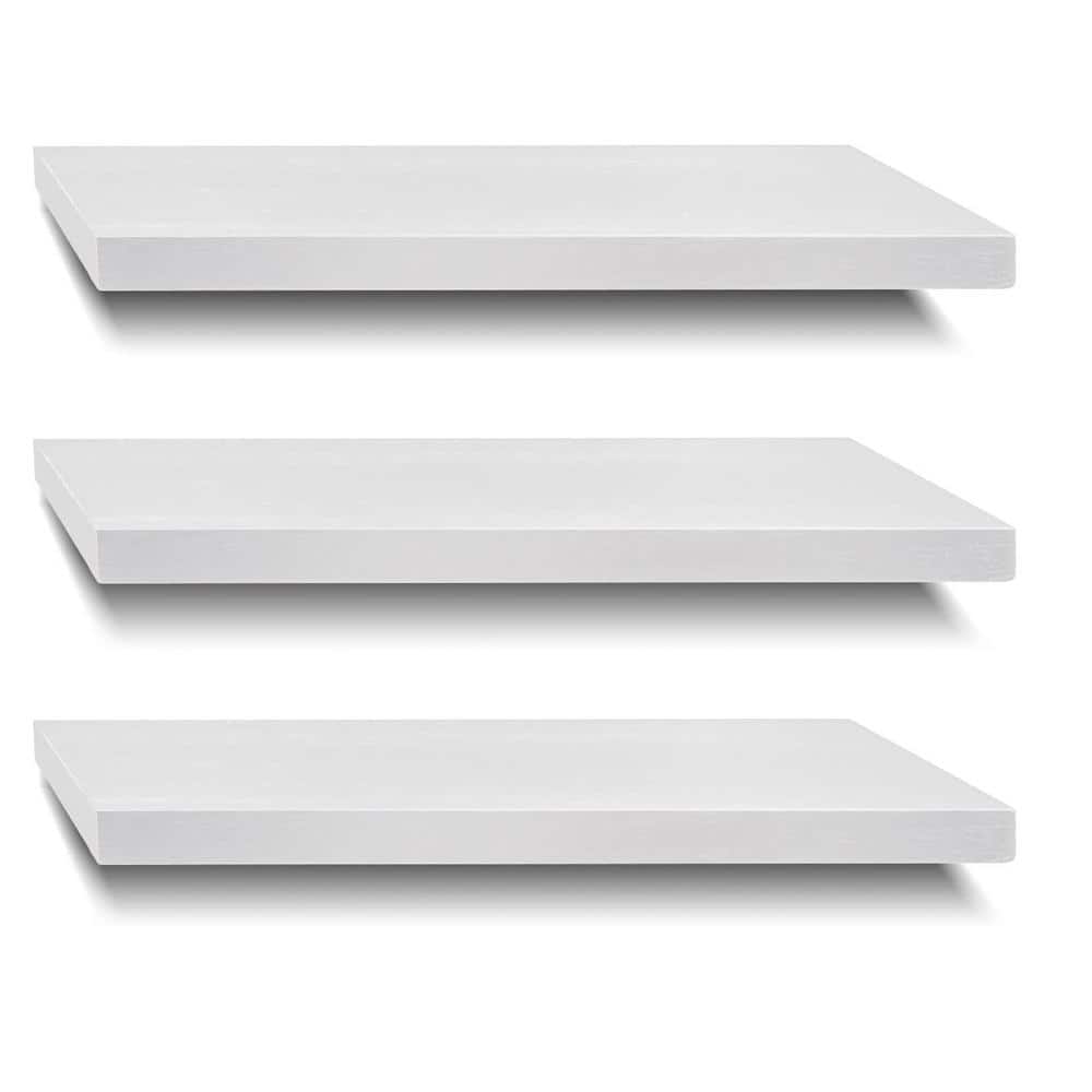 23.6 in. W x 8 in. D White Wood Decorative Wall Shelf, Set of 3