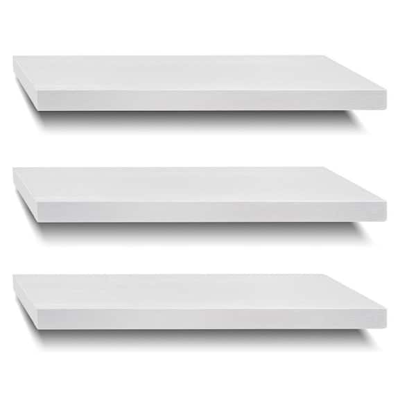 Unbranded 23.6 in. W x 8 in. D White Wood Decorative Wall Shelf, Set of 3