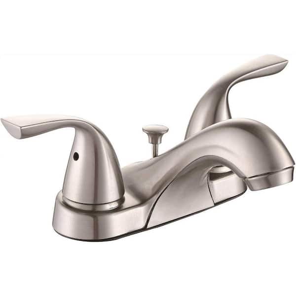 Premier Sanibel 4 in. Centerset 2-Handle Bathroom Faucet with Pop-Up Assembly in Brushed Nickel