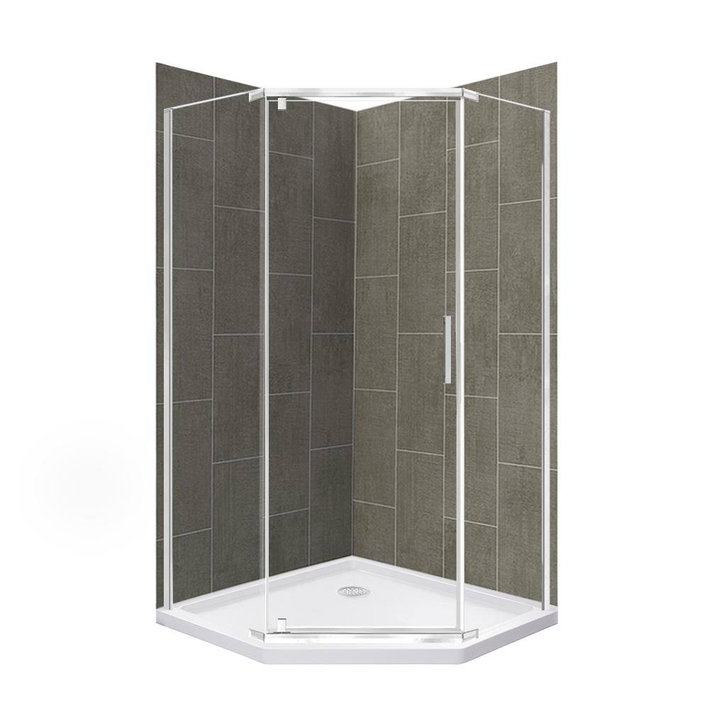 Cove 38 in. L x 38 in. W x 78 in. H Corner Shower Stall/Kit with Corner Drain in Quarry and Silver price history on PriceWatchPro