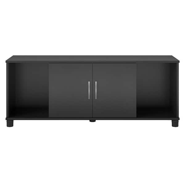 SystemBuild Lonn Black Shoe Storage Bench with Doors (20.5 in. x 53.53 in. x 15.4 in.)