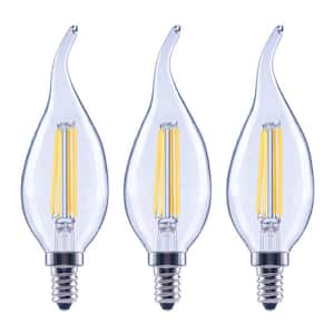 100-Watt Equivalent B13 Dimmable Bent Tip Clear Glass Candelabra Vintage Edison LED Light Bulb Bright White (3-Pack)