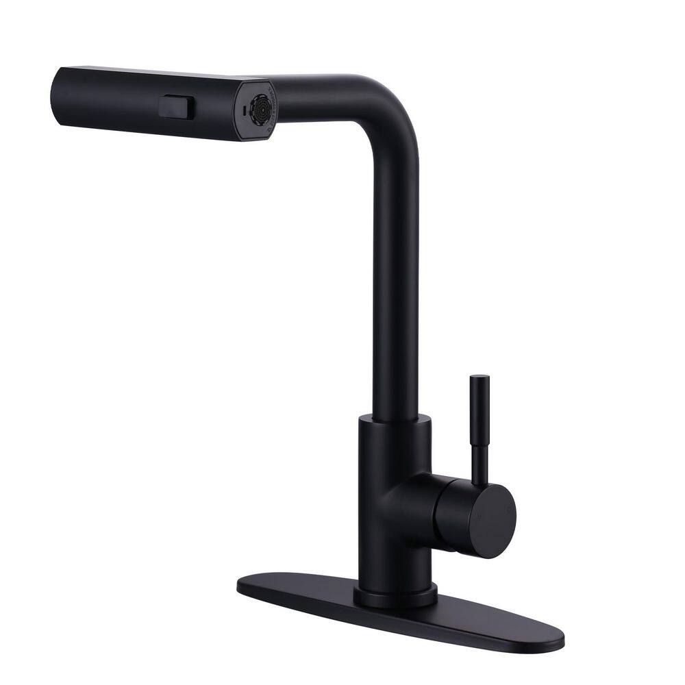15.7 in. H Single Handle Pull Down Sprayer Kitchen Faucet with 360 Spout Swivel in Matte Black price history on PriceWatchPro