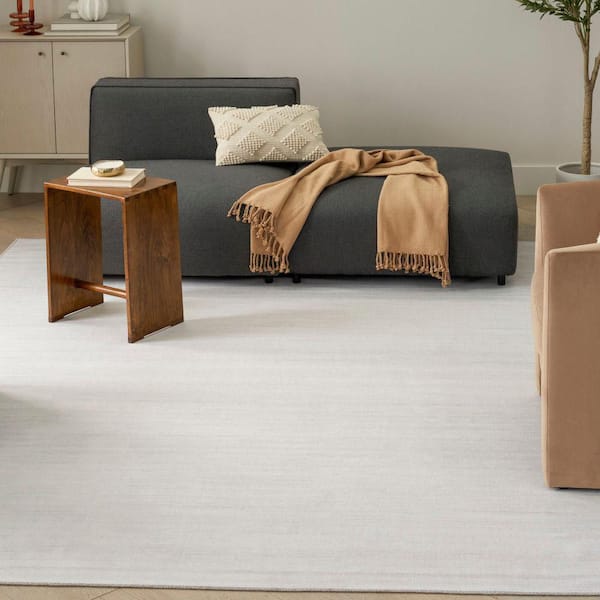 Washable Essentials Ivory Grey 9 ft. x 12 ft. All-over design Contemporary Area Rug