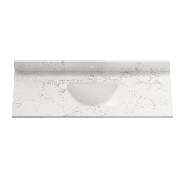 Dimakai 49 in. W x 22 in. D Engineered Stone Composite White Square Single Sink Bathroom Vanity Top Only in Carrara Jade
