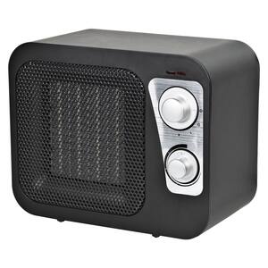 1500-Watt 7 in. Retro Design Fashion Ceramic Electric Heater in Black