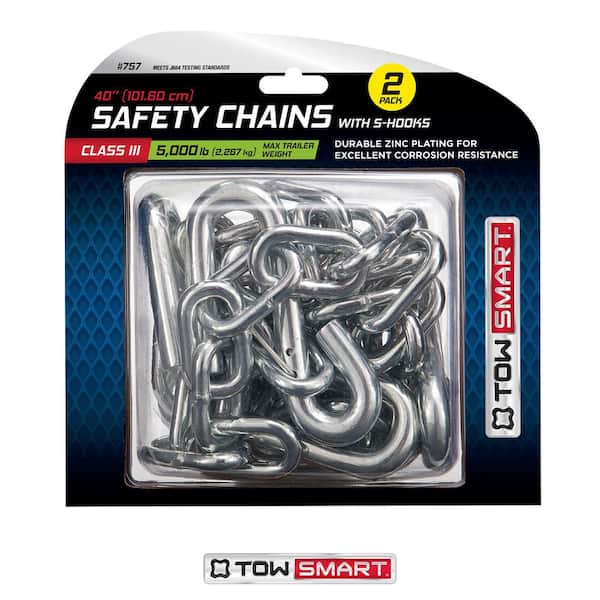 TowSmart 40 in. Towing Safety Chains with S Hooks - 5,000 lb. Capacity 757  - The Home Depot