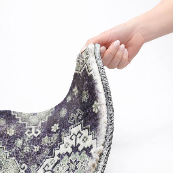 Dream Shag Premium Machine Washable Abstract ADS846 Purple 8 ft. x 8 ft. Round Rug