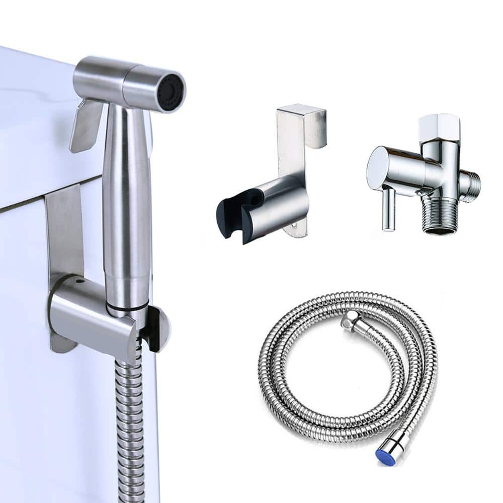 Chrome Douche Toilet Portable Bidet Shower Set Brass Hot and Cold Water  Faucet