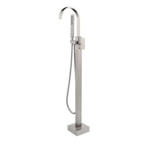 Erica 1-Handle Freestanding Floor Mount Tub Faucet with Hand Shower in Brushed Nickel