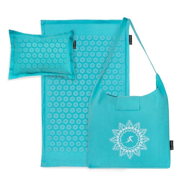 Bahama Blue 29 in. x 18 in. Ki Acupressure Mat and Pillow Set Back/Neck Pain Relief, Muscle Relaxation (3.63 sq. ft.)