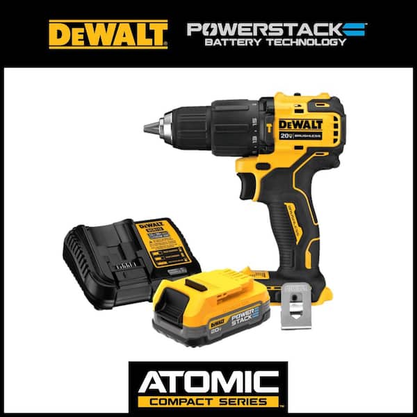 DEWALT ATOMIC 20V MAX Brushless Cordless Compact 1/2 in. Hammer Drill and 20V POWERSTACK Compact Battery Kit
