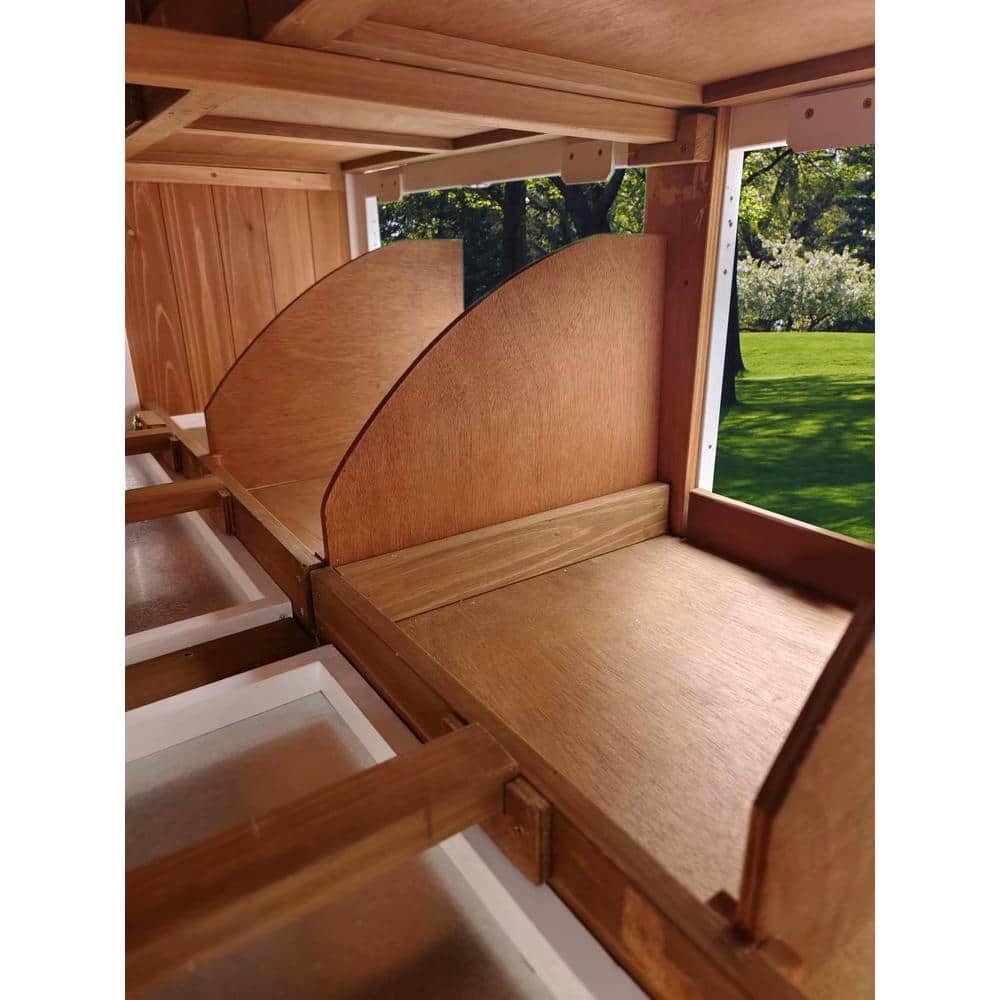 Natural Wood and White Free-Range Chicken Coop with Wheels