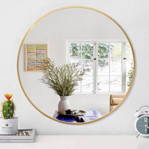 36 in. x 36 in. Modern Round Aluminum Alloy Frame Large Wall Mounted Vanity Circle Accent Mirror