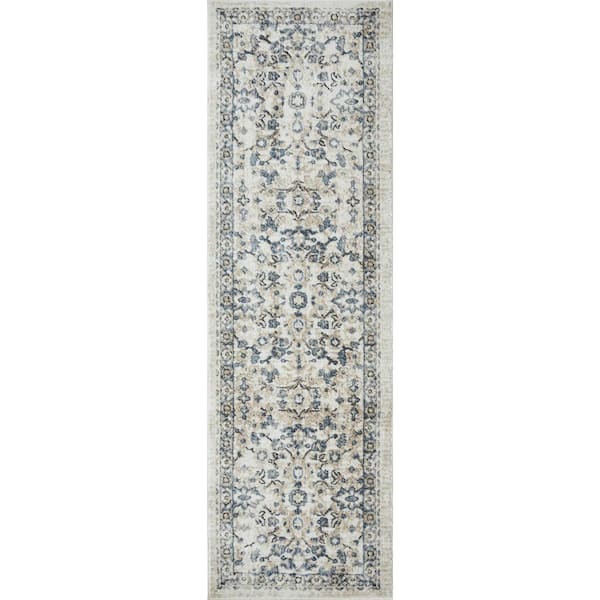 Kehleigh Otindas Cream 2 ft. x 6 ft. 7 in. Oriental Polypropylene Indoor Runner Rug