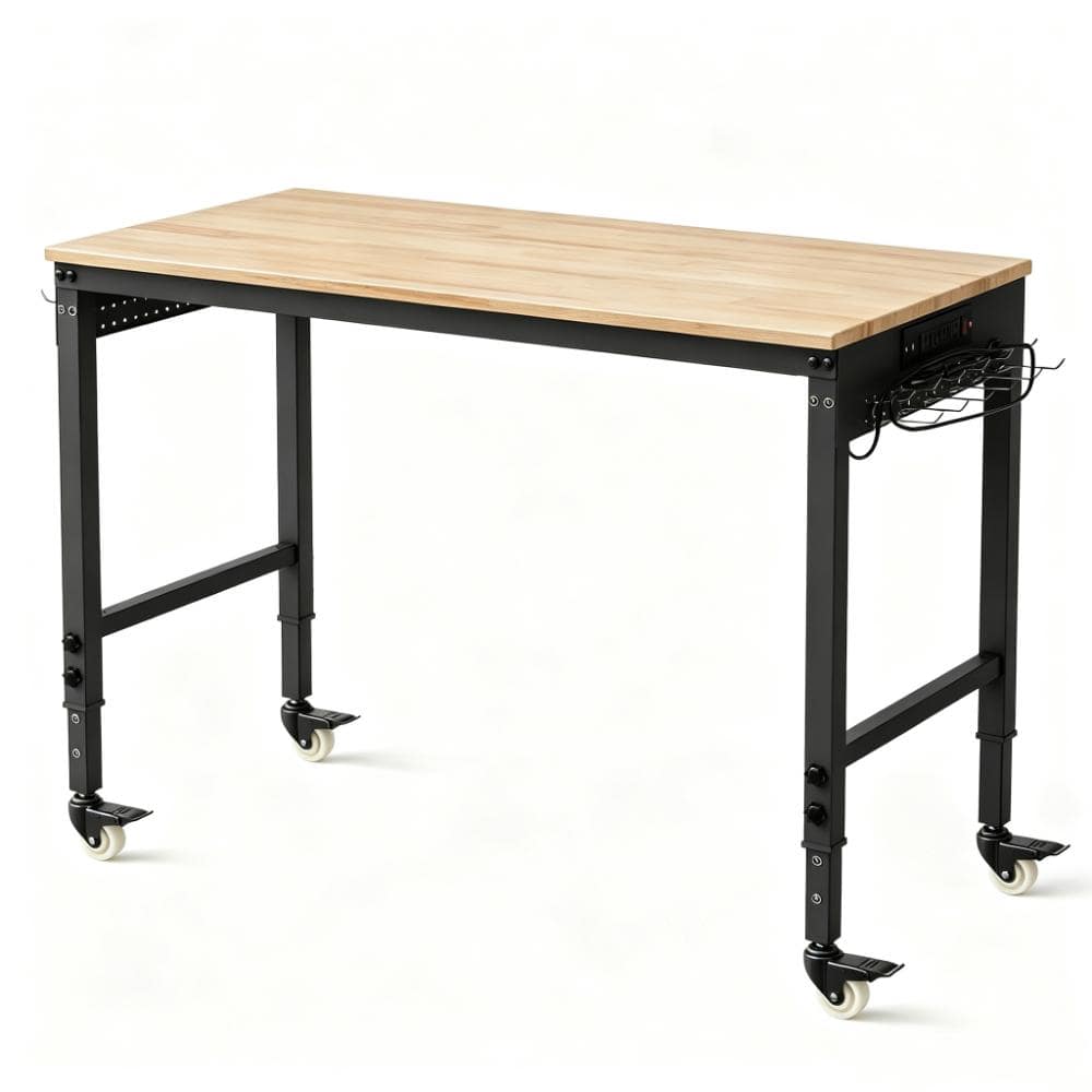 "48"" x 24"" Height Adjustable Workbench, 2000Lbs Capacity, with ETL Power Outlets, Swivel Casters, Pegboard & Hooks" price history on PriceWatchPro