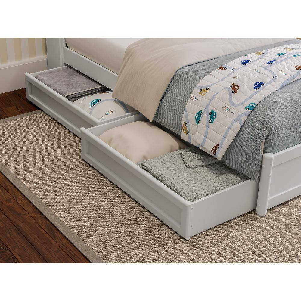 Hadley Twin White Wood Platform Bed with Storage Drawers