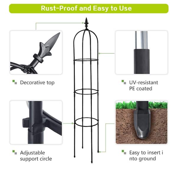 Siavonce 6.2ft Garden Obelisk Trellis; Lightweight Rustproof