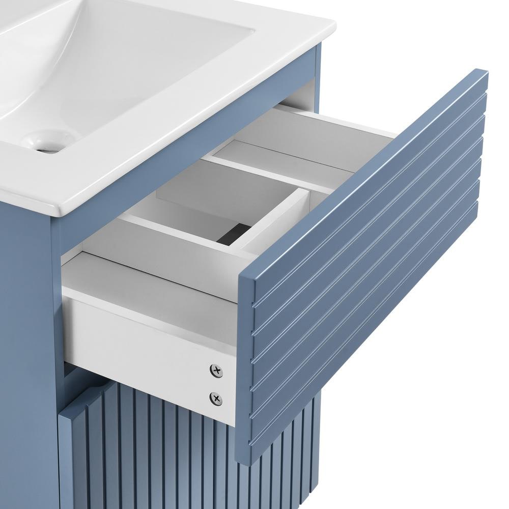 Bernay 24" Blue Freestanding Bathroom Vanity with Ceramic Top