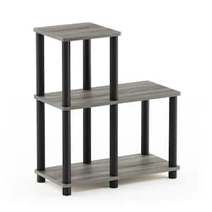19.9 in. Tall French Oak/Black Wood 3-Shelves Etagere Bookcases