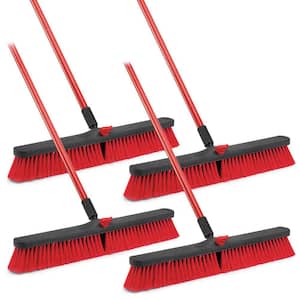 24 in. Multi-Surface Push Broom with Steel Handle (4-Pack)