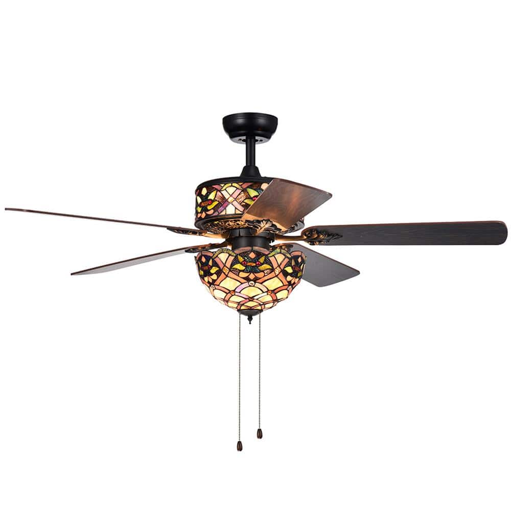 Warehouse Of Tiffany Kalsti 52 In Indoor Matte Black Ceiling Fan With Light Kit Cfl8280bl The Home Depot