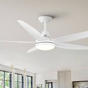56 in. Indoor Integrated LED 6-Speed Ceiling Fan Lighting with White ABS Blade