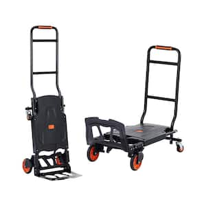 Aluminum Hand Truck, 2-in-1 Design, 300 lbs. Load Capacity, Heavy-Duty Industrial Convertible Folding Truck and Dolly