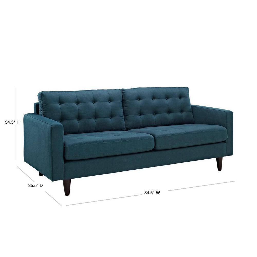 Empress Azure Fabric Tufted Sofa with Removable Cushions