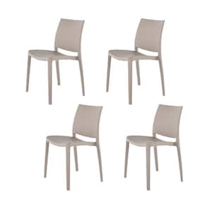 Sensilla Grey Stackable Resin Outdoor Dining Chair (4-Pack)